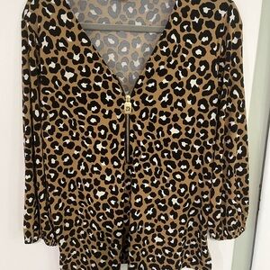 Michael Kors Brown Leopard Print Blouse